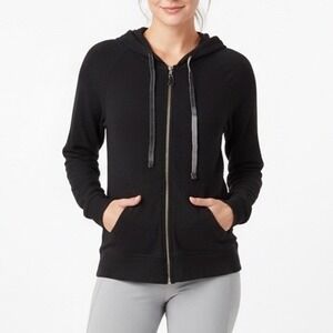 Victoria's Secret Black Zip Up Hoodie Sweatshirt Size L